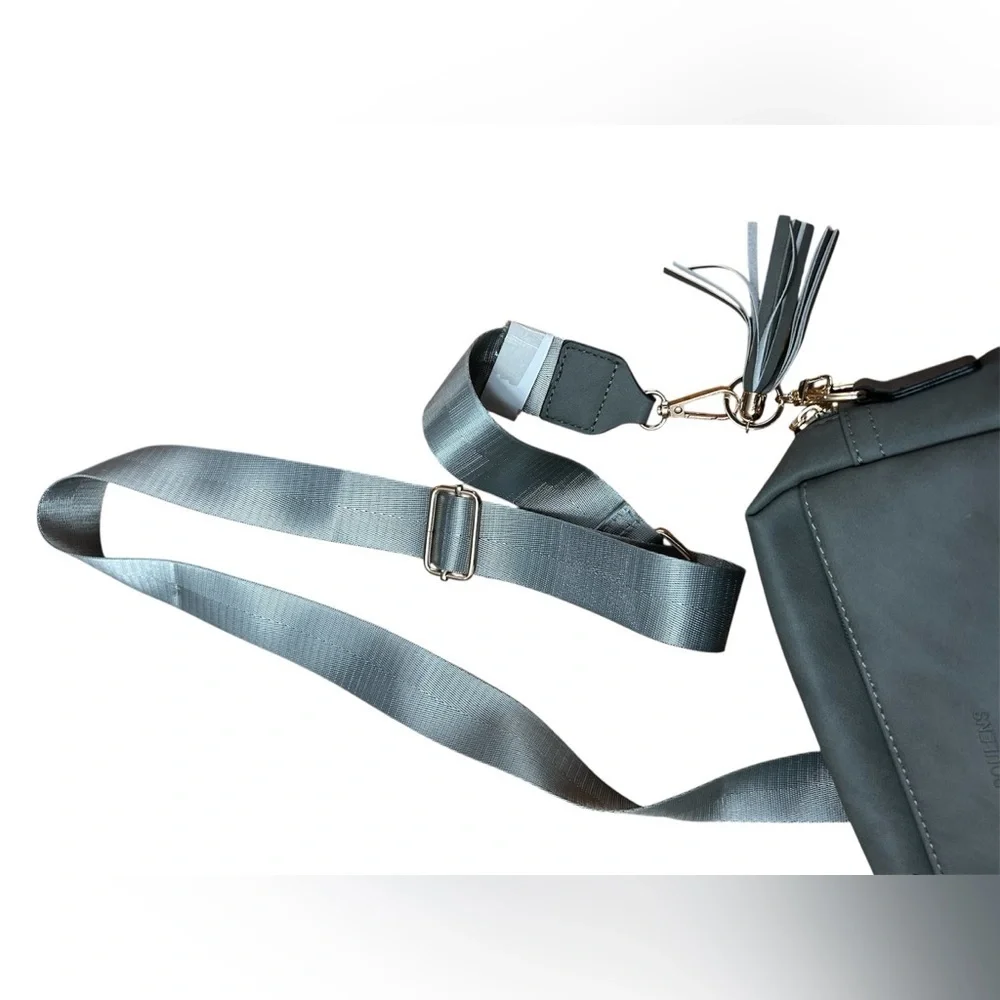 Roulens New Gray Triple Zip Small Crossbody Bag